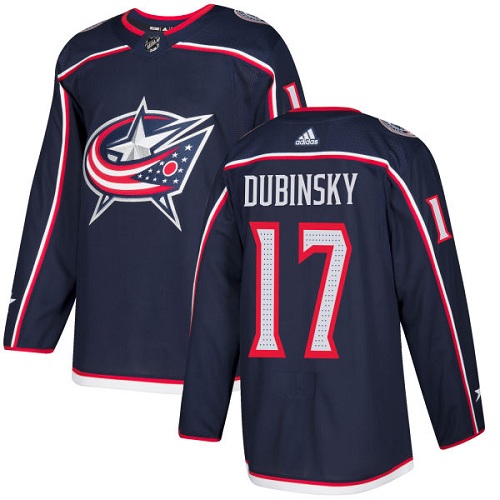 Adidas Blue Jackets #17 Brandon Dubinsky Navy Blue Home Authentic Stitched Youth NHL Jersey - Click Image to Close